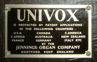 Univox name plate